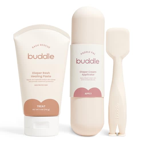 Buddle Rash Rescue Healing Paste + Paddle Pal Diaper Cream Appicator Bundle - Gentle on Sensitive Skin, Fragrance-Free, Microbiome Mindful & Pediatrician Tested