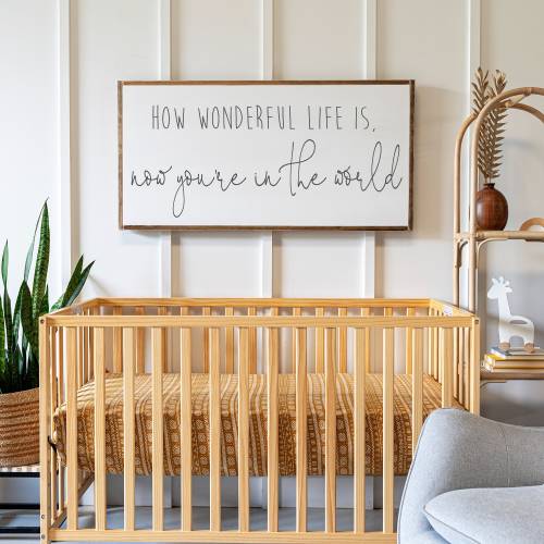 How Wonderful Life Is Now You're In The World Sign | Above Crib Sign | How Wonderful Sign | Signs for Home | Home Decor Sign | 393