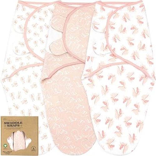 Bublo Baby Swaddles for Newborns – 3-Pack Infant Swaddles 0-3 Months – Adjustable Newborn Swaddle Sleep Sack – Soft Organic Cotton Baby Wrap for Safe & Cozy Sleep