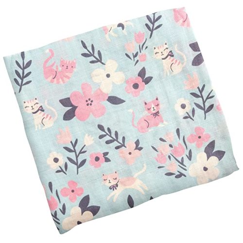 Stephen Joseph, Muslin Swaddle Blanket for Baby Girls and Boys, Newborn Receiving Blanket for Swaddling, 100% Cotton Baby Swaddle Wrap, Receiving Swaddle Wrap, 47 x 47 inches, Cat