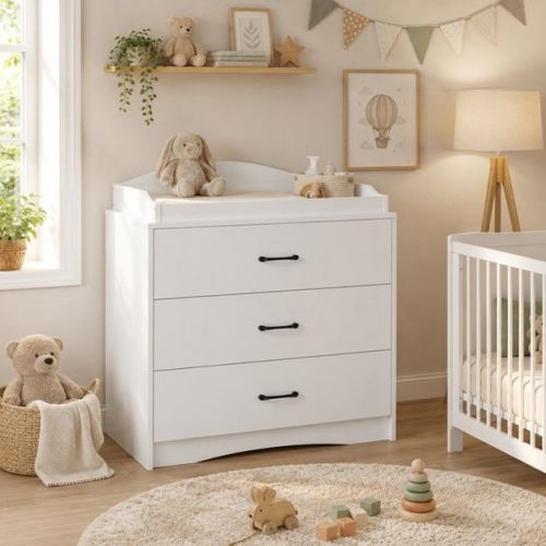 Famapy 3 Drawer Baby Changing Table Dresser,Nursery Storage Baby Dresser Chest,Safe Changing Station for Infant Diaper Care, Kids Clothing Storage