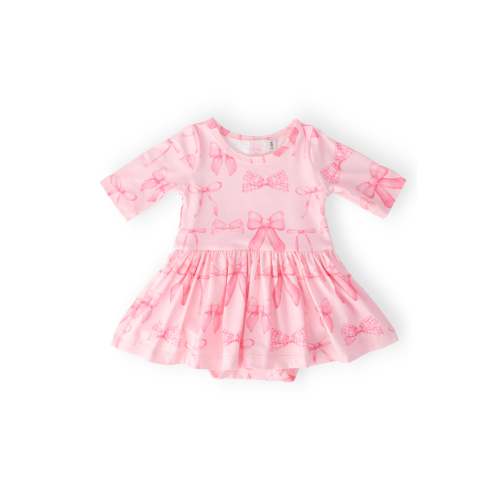 Blushing Bows 3/4 Sleeve Twirl Bodysuit