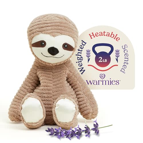 warmies Microwavable & Weighted Stuffed Animals, Sloth - Heated Stuffed Animal Plushie for Warmth & Comfort - Cute Soft Plush Toys for Adults & Children (Boys, Girls, Babies & Toddlers)