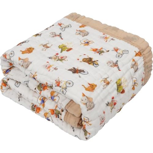 Organic Cotton Muslin Baby Blanket for Boys and Girls - Luxurious Soft Toddler Quilt for Swaddling - Gender Neutral Blanket - Baby and Toddler Gift - Circus