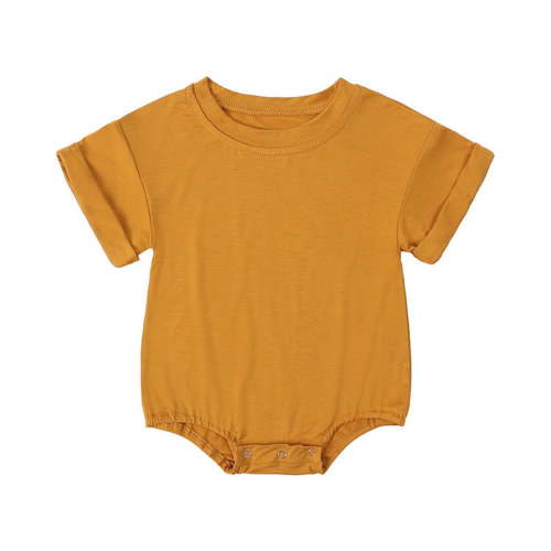 Lenago Baby Boy Girl Bubble Romper Infant Oversize Plain Crewneck T-Shirt Bodysuit Tops