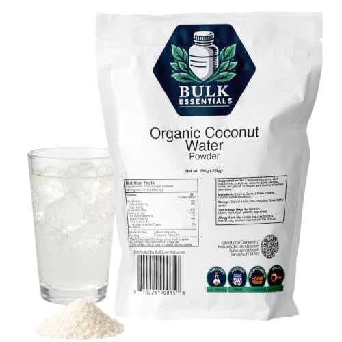 Bulk Essentials Coconut Water Powder, No Added Sugar, 250g | Light, refreshing tropical taste; mixes into drinks, smoothies & popsicles; unsweetened; USA made, vegan & gluten free