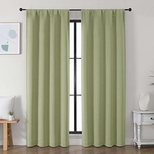 Simplebrand Ava Sage Green Blackout Curtains for Bedroom, 78 Inch Length, 2 Panels Set, Privacy Thermal Insulated Rod Pocket Window Curtains for Patio, French Door, W40 x L78 Inch