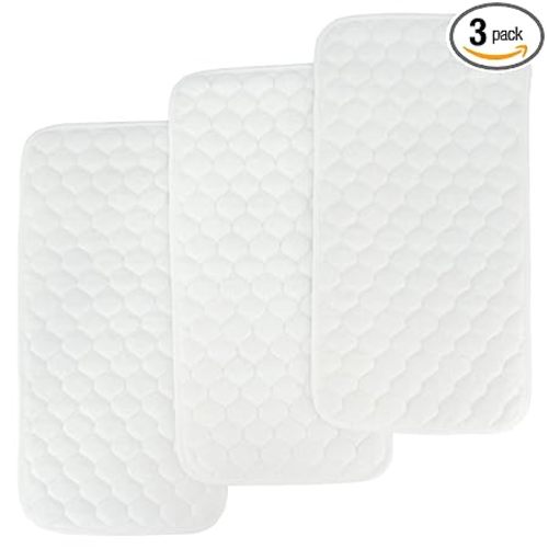 BlueSnail Quilted Thicker Waterproof Changing Pad Liners,3 Count(Snow White 13” x 27”)