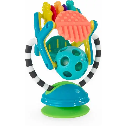 Sassy Teethe & Twirl Sensation Station 2-in-1 Suction Cup High Chair Toy, Developmental Tray Toy for Early Learning, Ages 6+ Months