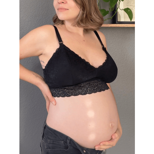 Floral Lace Organic Cotton Nursing Bralette - Black – MORROW+MINT