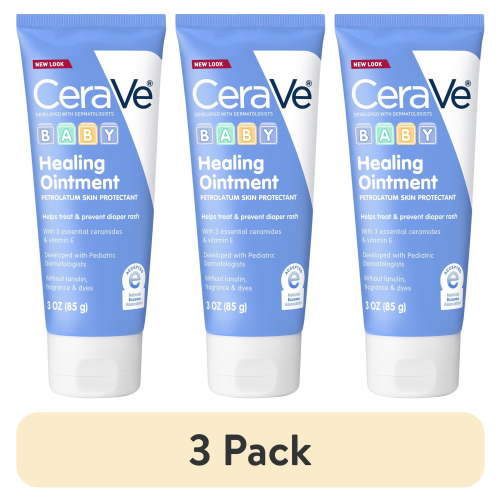 (3 pack) CeraVe Baby Healing Ointment for Diaper Rash & Cracked Chafed Dry Skin for Baby + Toddler 3 oz