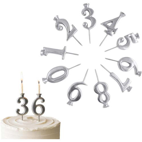 Number Candle Holder Set, Silver Candle Holders 0–9, Personalized Cake Topper, Handmade from Recycled Aluminum for Birthdays & Weddings