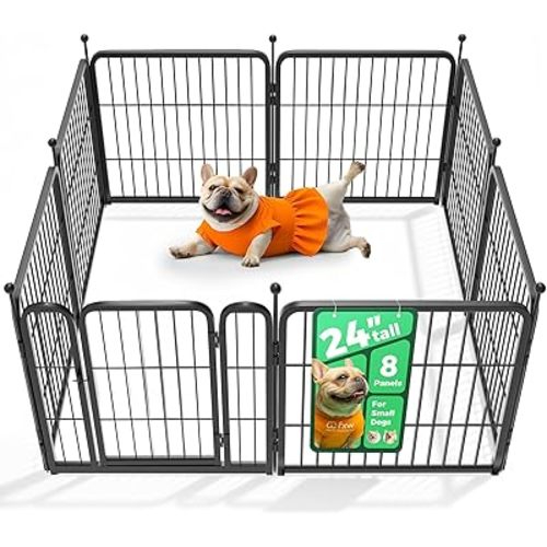 FXW Rollick Unleashed Dog Playpen for Indoor, Yard, RV Camping, 24 inch 8 Panels for Small and Puppy Dogs, Black│Patented