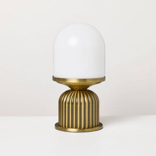 Brass Fluted and Frosted Glass Accent Table Lamp Brass/White - Hearth & Hand™ with Magnolia