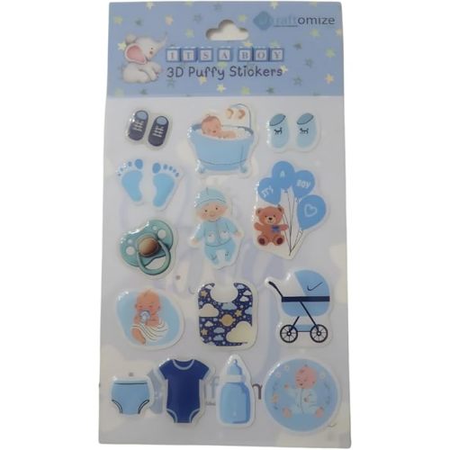 Blue Baby boy Stickers, It's a boy Sticker, Baby boy Shower Favors, Baby Shower Stickers for Favors, Baby Sticker Set, 3D Puffy Effect,14-Piece.