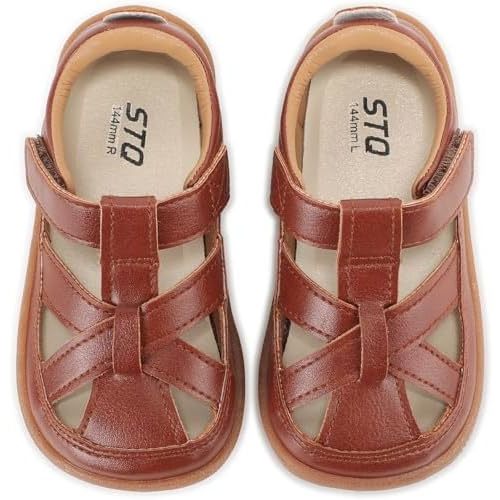 STQ Toddler Boy Girl Sandals Wide Toe Box Mary Jane Dress Shoes for Party School Uniform Summer Flower Girls Shoes