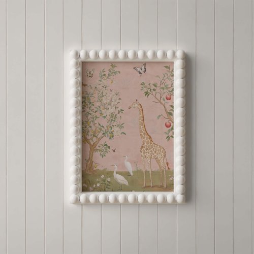 Chinoiserie Giraffe Nursery Art Print: Cottagecore Whimsical Decor