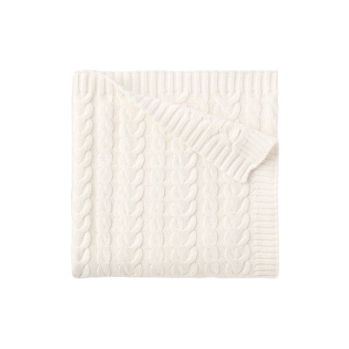 Horseshoe Cable Knit Cotton Blanket