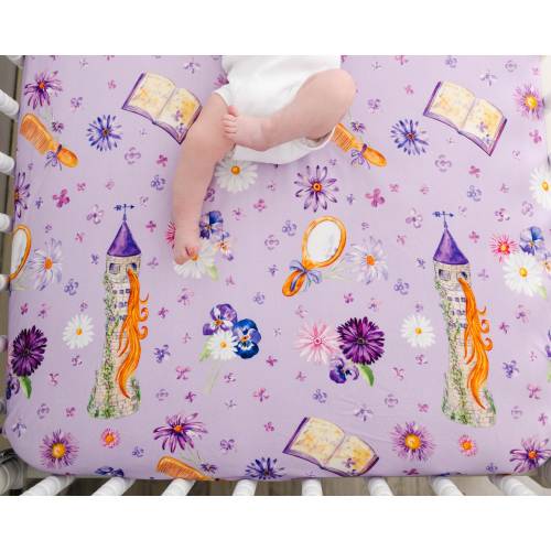 RAPUNZEL Crib Sheet, Princess Nursery, Rapunzel Nursery, Rapunzel Baby Crib Sheet, Super Soft Bamboo Crib Sheet