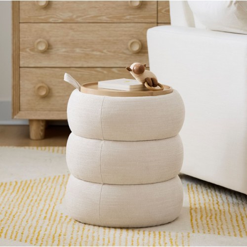 Kids Lumi Storage Side Table, Performance Basket Slub Sand, Blonde
