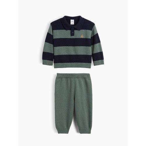 Baby Stripe Polo Sweater Outfit Set
