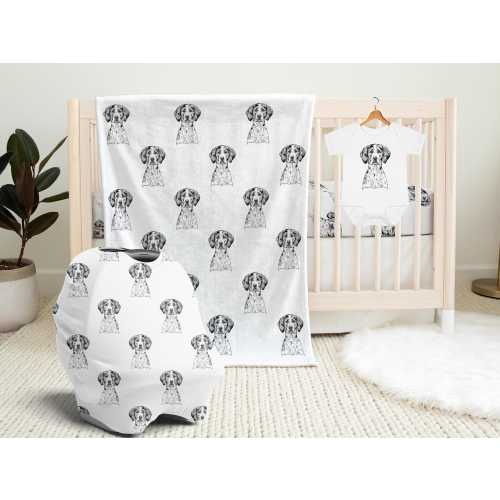 Coonhound Baby Blanket, Treeing Walker Coonhound Baby Shower Gift, Baby Car Seat Cover, Dog Swaddle Blanket, Crib Sheet, Dog Baby Bib