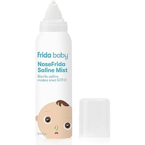 Frida Baby NoseFrida Saline Mist | Baby Saline Nasal Spray to Soften Nasal Passages for Use Before NoseFrida The SnotSucker, 3.4 fl.oz.