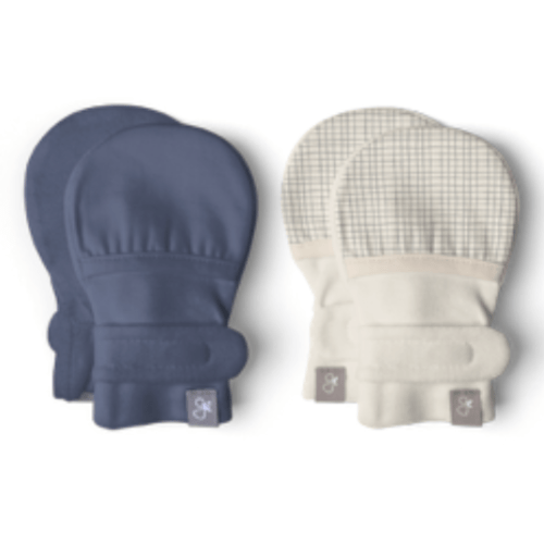 STAY ON 2-PACK MITTS | INDIGO + GRIDLOCK — Bamboo Organic Cotton Blend