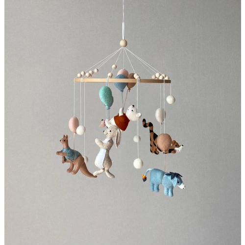 Vintage Winnie and his friends, Baby girl mobile, boy cot mobile, bunny mobile, Winnie Nursery, hanging teddy bear mobile, baby shower.