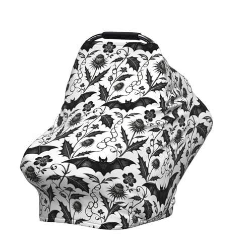 Goth Halloween Bat Gothic Baby Stuff Car Seat Cover for Baby,Mom Nursing Breastfeeding Covers,Multi-Use Car Seat Canopy Carrier Cover,Stroller Cover Newborn Shower Gift for Boys Girls