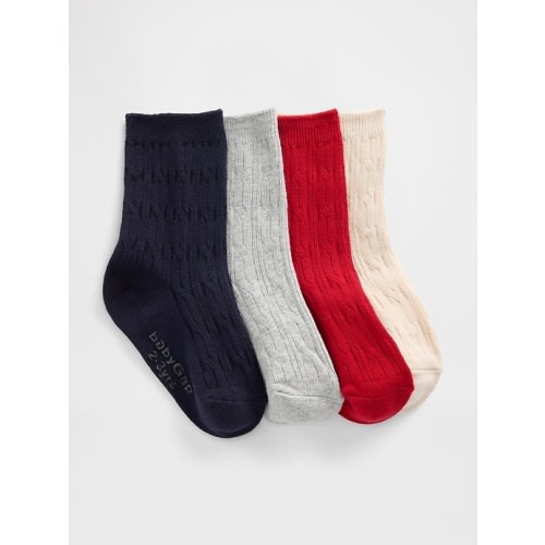 Baby & Toddler Cable-Knit Crew Socks (4-Pack)