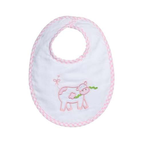 Cow Applique Basic Bib, Pink