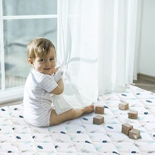 Premium Foam Baby Play Mat 50" X 50", Play Mat for Babies and Toddlers, Baby Floor Play Mat Non Slip, Kids Play Mat for Playpen, Thick One-Piece Crawling Mat, Easy Clean, Whale