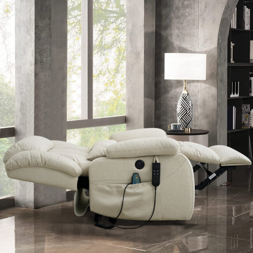 Inbox Zero Lay Flat Sleeping Dual Motor Lift Recliners for Elderly with Heat and Massage & Reviews | Wayfair