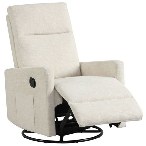 Costway 360° Swivel Rocking Chair with Cushioned Back, Seat & Footrest for Living Room Beige