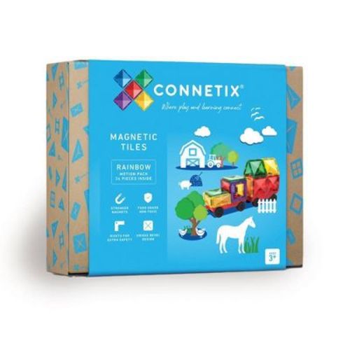 CONNETIX Magnetic Tiles Rainbow Motion Pack Building Blocks 24pc: Educational Focus on Creative Thinking & Creativity