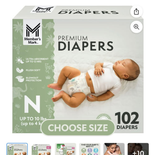 Member's Mark Premium Baby Diapers, Sizes Newborn - 8 - Samsclub.com