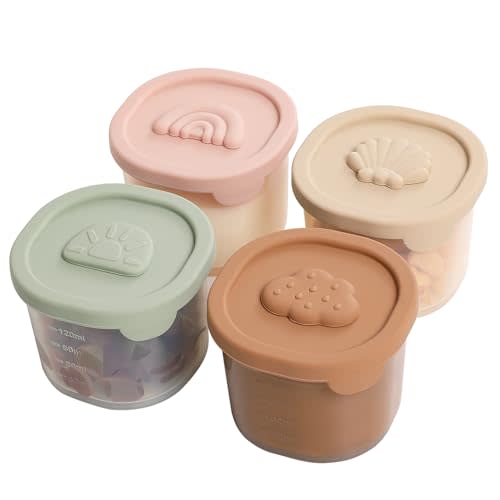 YIVEKO Baby Food Containers Silicone Baby Food Storage Containers for Infants and Toddlers Baby Food Jars Silicone Baby Food Container Freezer Safe Reusable Baby Food Containers with Lids 4PK