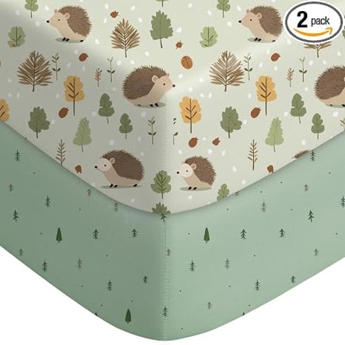 Baby Crib Sheets for Boys Girls Neutral, 2 Pack Crib Mattress Sheet for Standard Crib and Toddler Mattress, Super Soft Breathable Fitted Crib Sheet, 52" x 28"