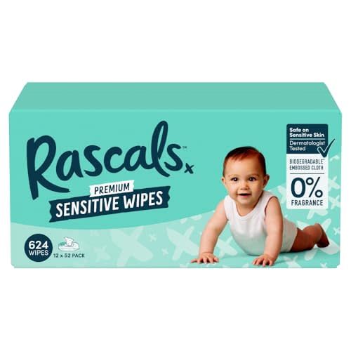 Rascals 52 Sensitive Biodegradable Wipes 12pk