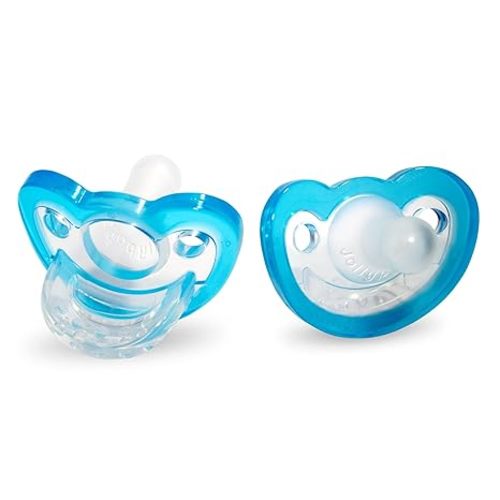 RaZbaby Jollypop Pacifier for Newborns & Up, USA Made, Natural Shaped Orthodontic Binky, Lovingly Shared in NICUs & Hospitals Worldwide, Medical-Grade 100% BPA-Free - 0-3 Months, 2 Pack - Blue
