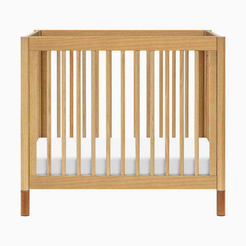 babyletto Gelato 4-in-1 Convertible Mini Crib - Honey With Vegan Tan Leather Feet