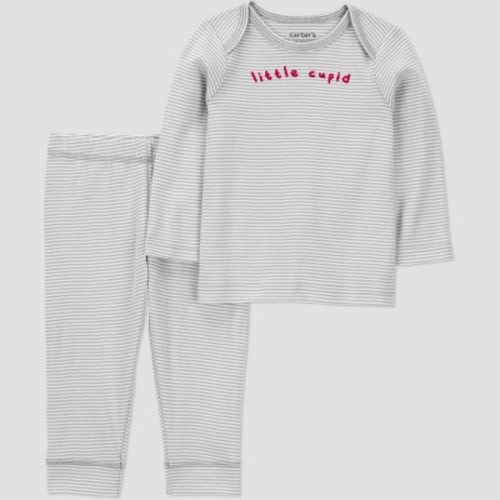 Carter's Just one you® Baby Boys' 2pc Valentines Day Little Cupid Striped Sweater and Pants Set - Gray 6M