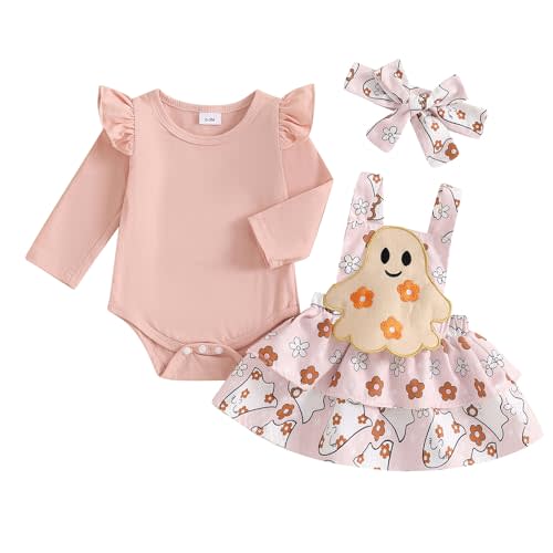 Baby Girl Halloween Clothes Ruffle Long Sleeve Romper Turkey Print Overall Skirt Dress Cute Newborn Outfit