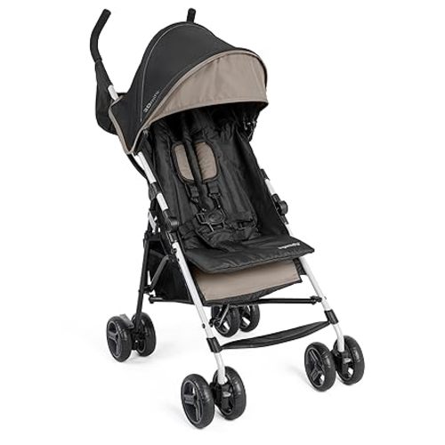 Ingenuity 3D Mini Convenience Stroller – Lightweight Stroller with Compact Fold, Multi-Position Recline, Canopy with Pop Out Sun Visor – Umbrella Stroller for Travel and More, Cashew Tan