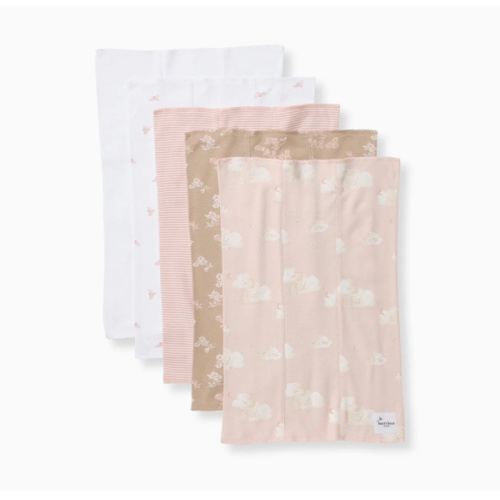 Whimsical Floral Organic Cotton Burp Cloths 5 Pack