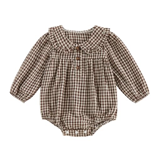 Thorn Tree Baby Girl Fall Outfits Long Sleeve Bubble Romper Peter Pan Collar Shirt Newborn Outfit Infant Clothes Bodysuit