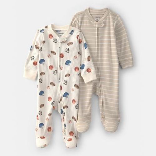 Baby Carter’s 2-pc. Striped & Sports Print One-Piece Pajama Set