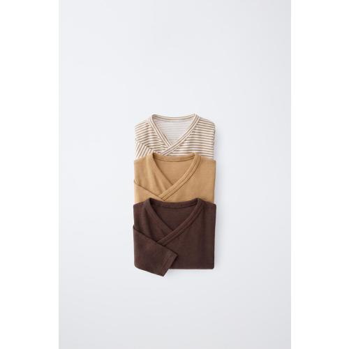 3-PACK STRIPED CROSSOVER BODYSURTS - Ocher | ZARA United States