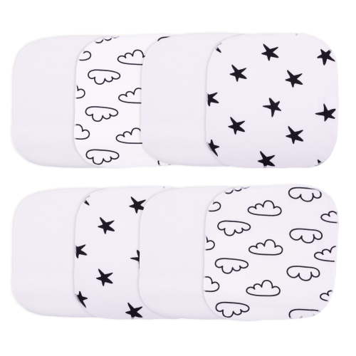 Little Star Organic Terry Cloth Wash Cloth, 8 Pack, White/Black